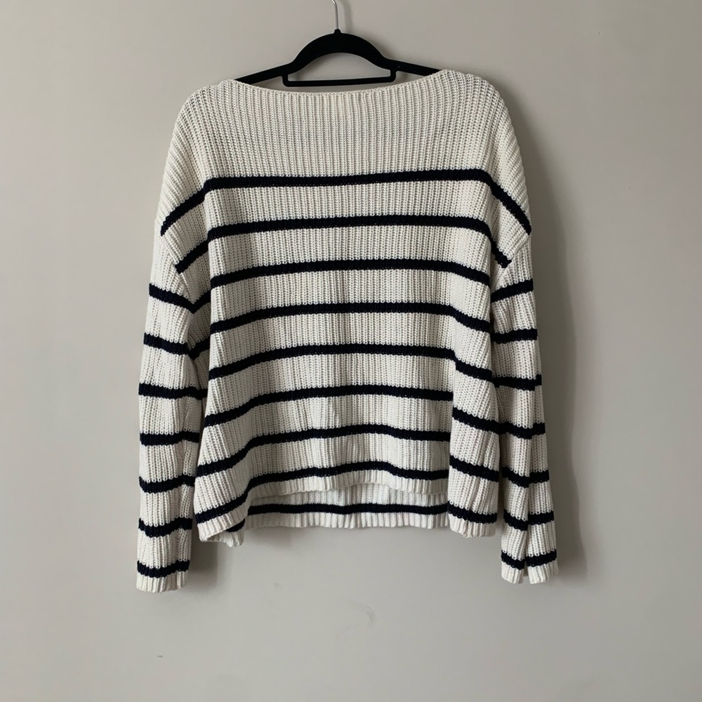 Striped boat neck sweater